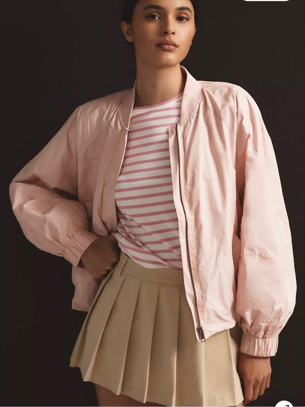 Maeve by Anthropologie Blush Pink Lightweight Bomber Jacket Size M